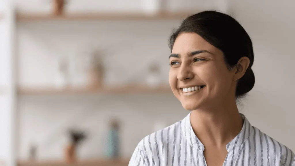 Young happy woman similing and relaxing