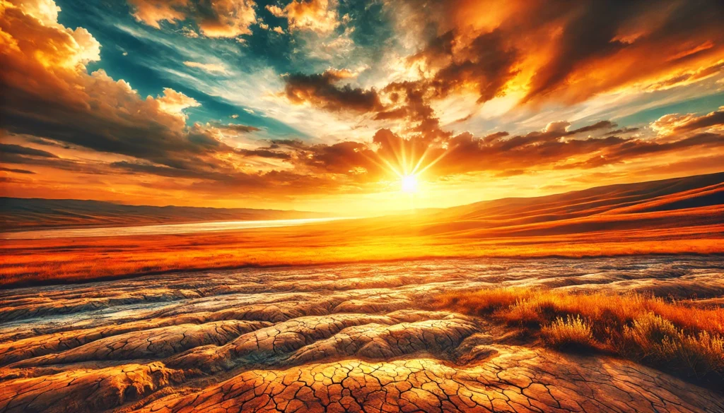 Picturesque sunset over the Great Plains, illuminating clay-rich earth with golden light, symbolizing healing and natural detoxification