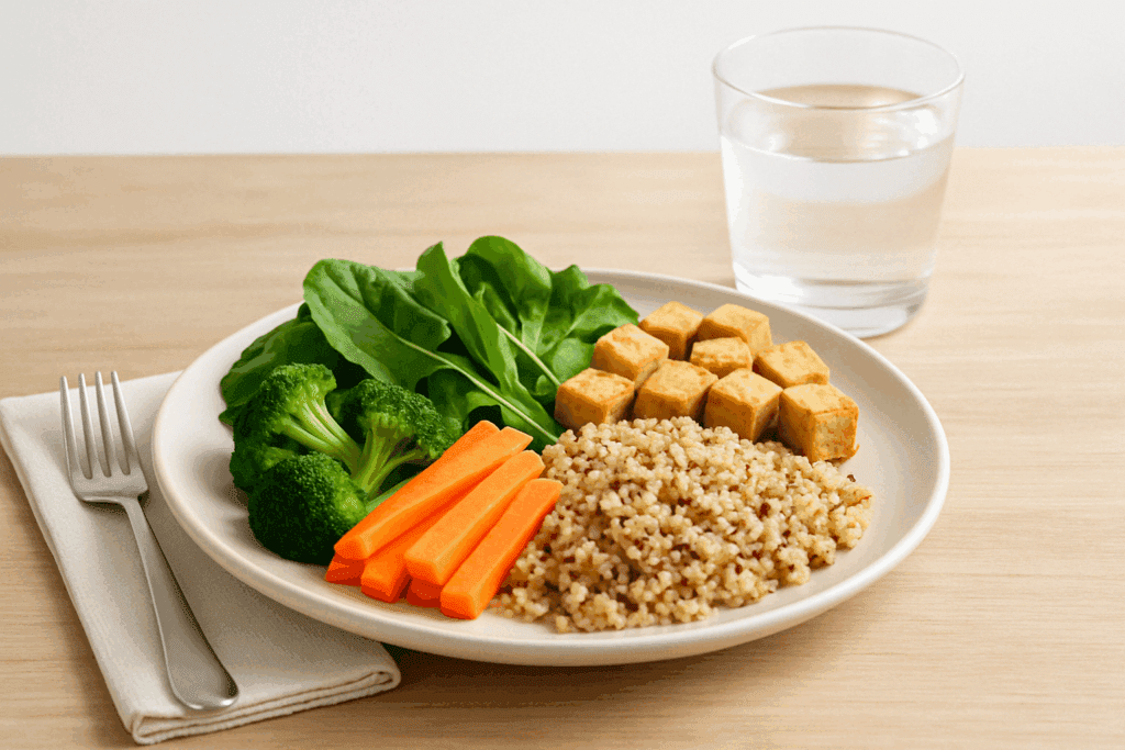 Smart Meal Prep for Weight Loss: Expert-Approved Lunch Ideas and Recipes to Stay on Track 1 "Meal prep for weight loss featuring healthy, colorful lunch containers with plant-based proteins, fiber-rich vegetables, and whole grains arranged on a kitchen counter."
