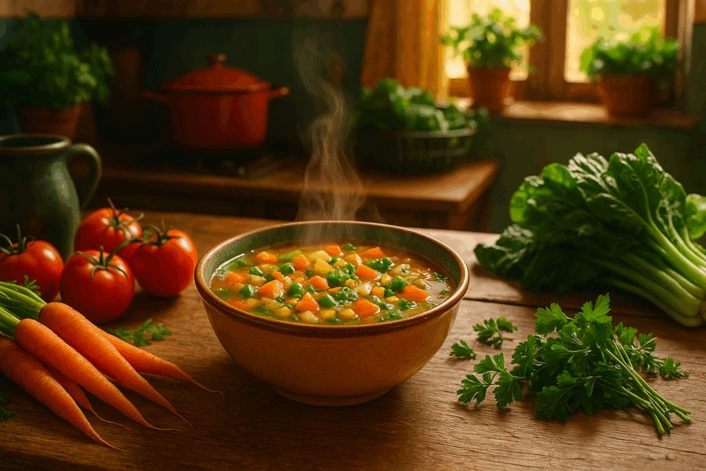 How to Make the Best Vegetable Soup: Easy, Hearty Recipes for Healthy Vegetarian Dinners 2 Colorful bowl of hearty homemade soup with carrots, kale, and beans showing how to make the best vegetable soup