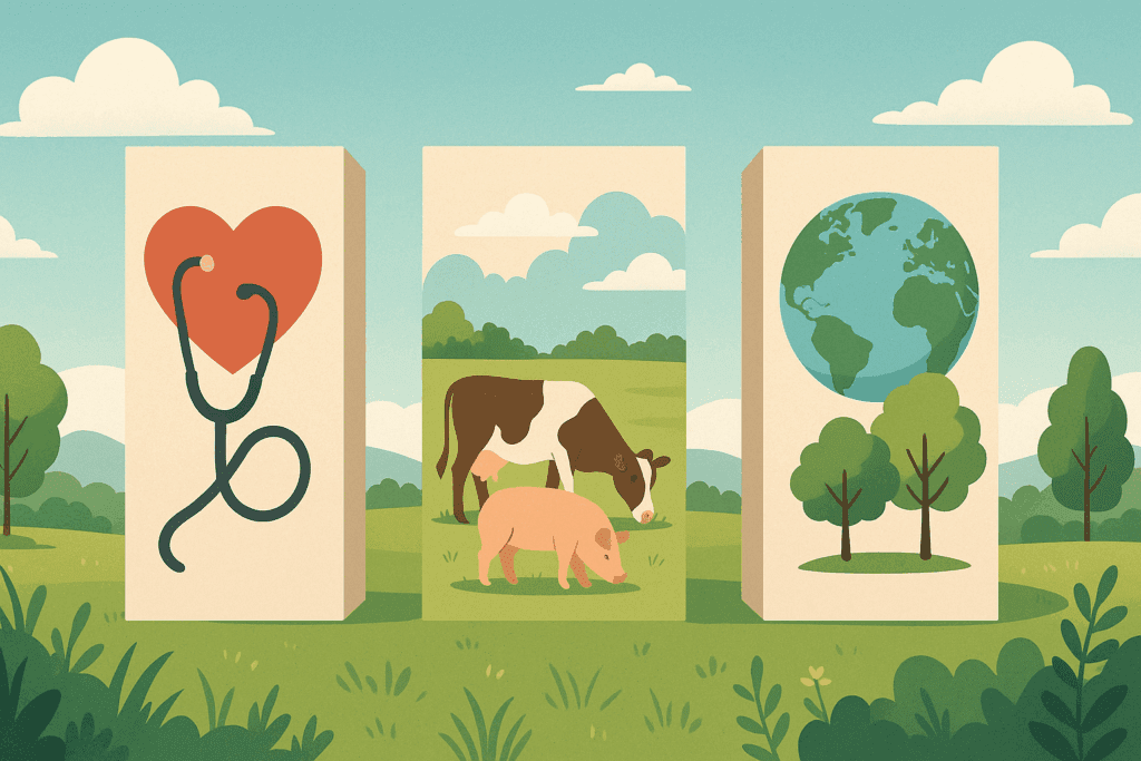 Understanding the Different Types of Vegetarians: What Does Vegetarian Mean and Why Are People Choosing This Lifestyle? 2 Conceptual scene showing ethical, environmental, and health motivations behind choosing among different types of vegetarians.