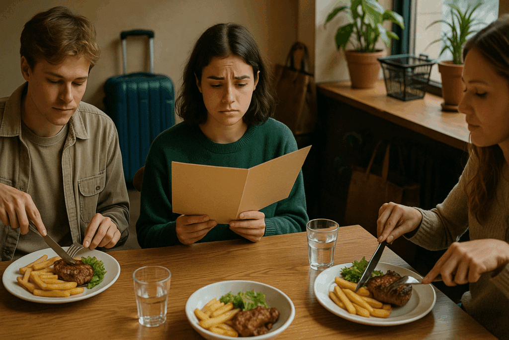 Vegetarian Diet Pros and Cons: Expert Insights into the Health Benefits and Potential Drawbacks of Going Plant-Based 3 Vegetarian navigating limited menu options in a social dining setting showing lifestyle challenges in vegetarian diet pros and cons