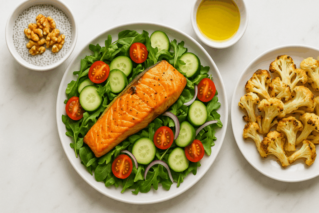 How to Build a High Fat Diet Menu for Better Health: What Science Says About a Balanced Fat Diet Plan 3 Colorful high fat diet menu featuring chia pudding, berries, and coconut milk in a bright kitchen setting.
