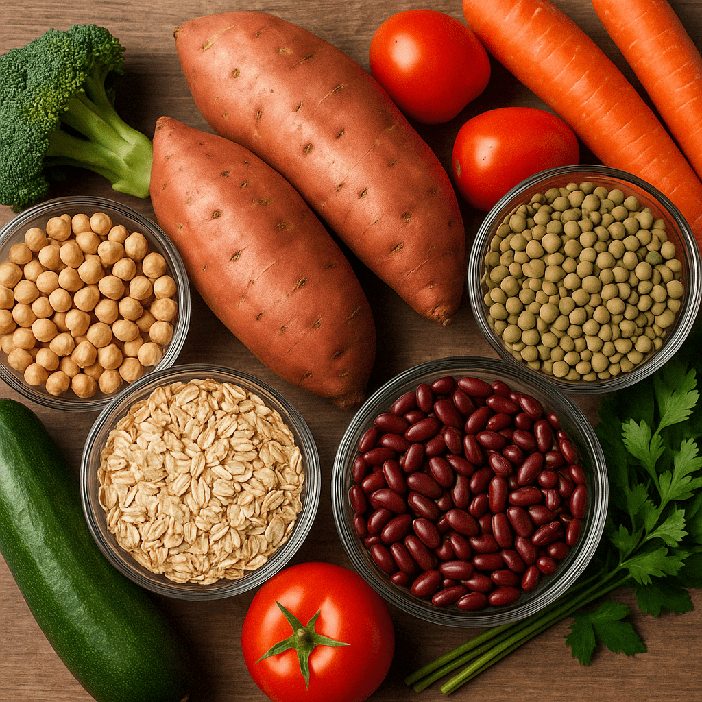 Smart Meal Prep for Weight Loss: Expert-Approved Lunch Ideas and Recipes to Stay on Track 4 "Well-balanced plate with lean plant proteins, fiber-rich vegetables, and healthy fats, representing macronutrient balance in meal prep for weight loss."