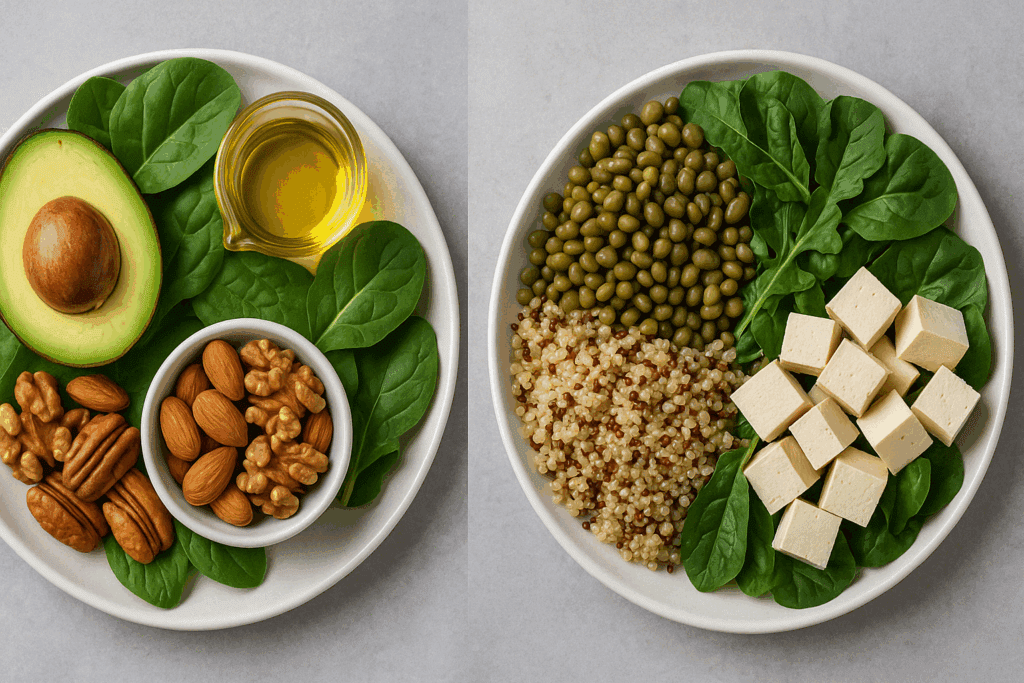 What to Eat to Build Muscle and Burn Fat: A Science-Backed Meal Plan for Strength and Healthy Weight Loss 4 Side-by-side keto and low-carb meals comparing options for what to eat to build muscle and burn fat