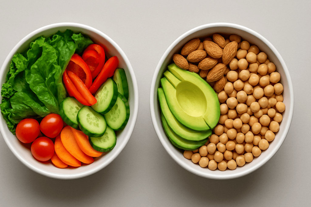 High Calorie Foods for Weight Loss: How Plant-Based Choices Can Help You Gain Healthfully 4 "Visual comparison of processed snacks versus whole-food high calorie foods for weight loss like nuts and legumes"