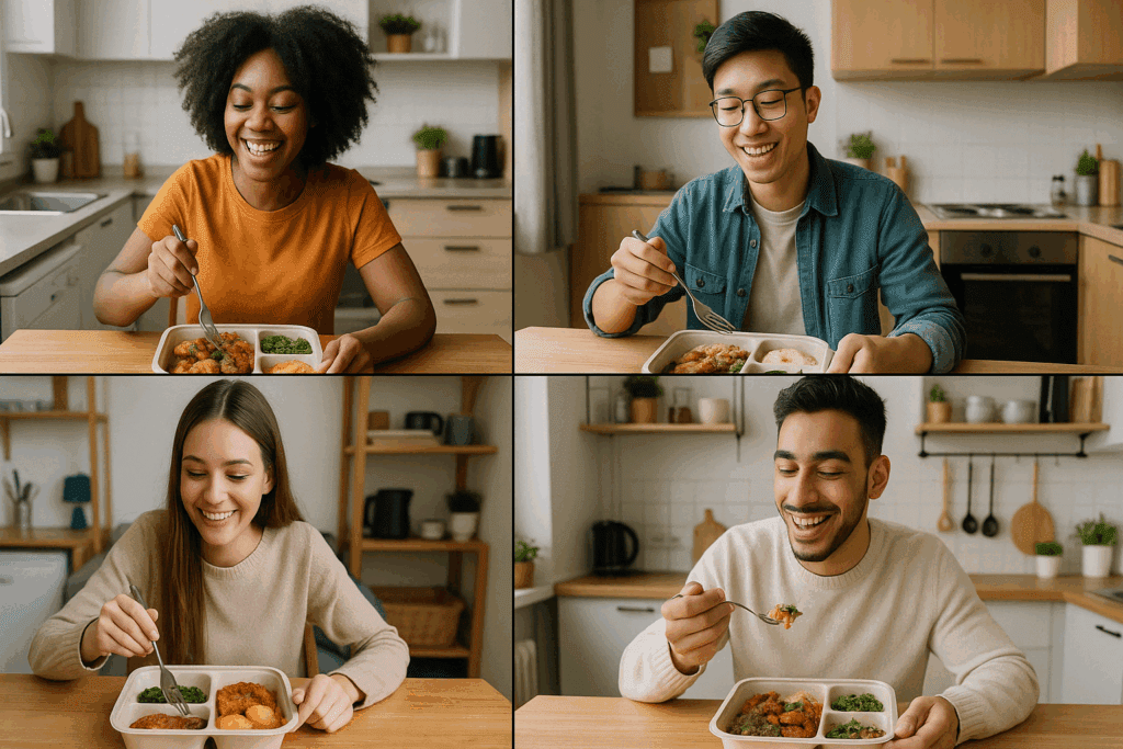 Smart Eating Made Simple: Best Meal Delivery Service for Singles Who Want Healthy, Convenient Nutrition 5 Balanced daily meals arranged for one person to highlight nutrient timing benefits of the best meal delivery service for singles