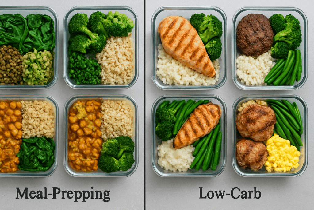 Best Freezer Safe Meal Prep Containers for Healthy, Mindful Eating 5 Low-carb and plant-based meals prepped in the best freezer safe meal prep containers, separated by dietary type