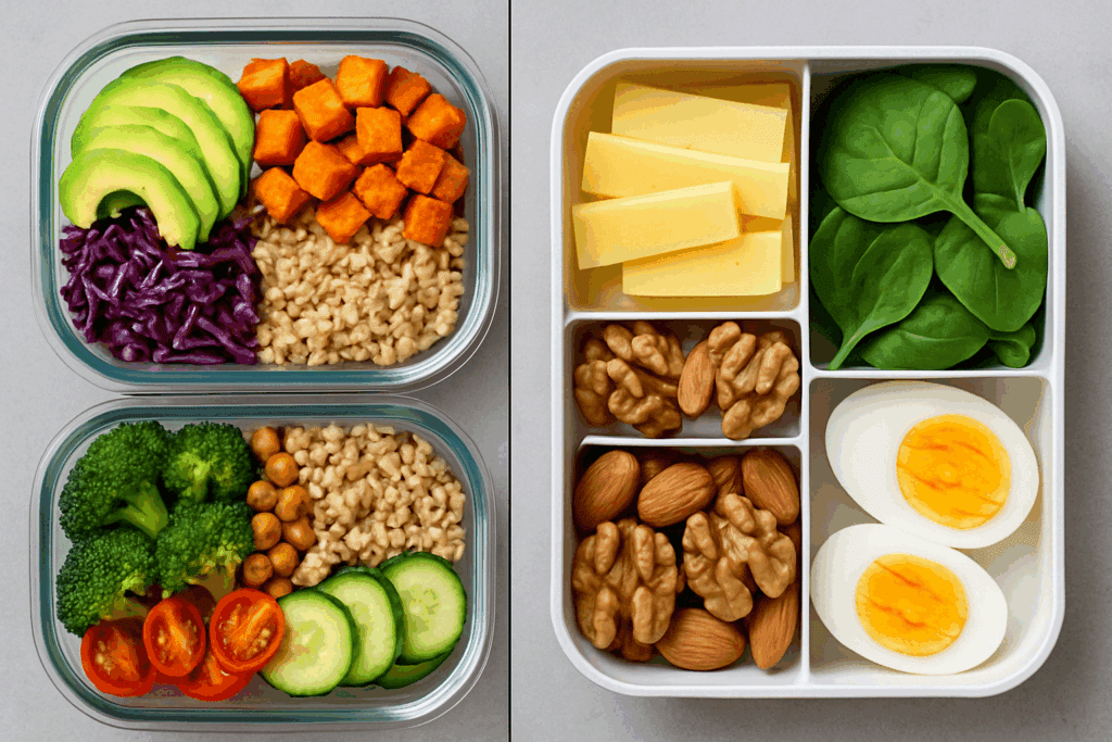 Smart & Satisfying: Healthy Make Ahead Lunches for Work That Support Energy, Focus, and Wellness All Week 5 Balanced healthy make ahead lunches for work featuring a variety of plant-based proteins, whole grains, and anti-inflammatory foods.