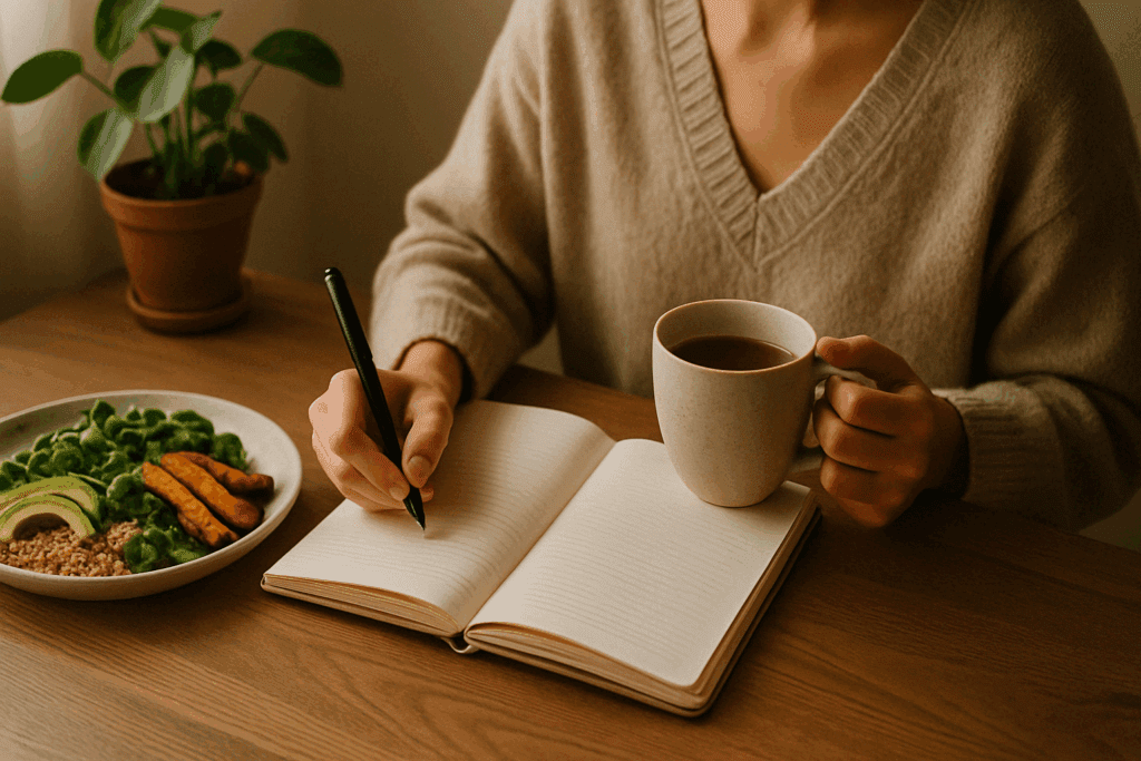 Plant-Based Diet Pros and Cons: What You Need to Know Before Going Vegan 5 Mindful vegan eating scene with warm lighting representing lifestyle factors in Plant-Based Diet Pros and Cons