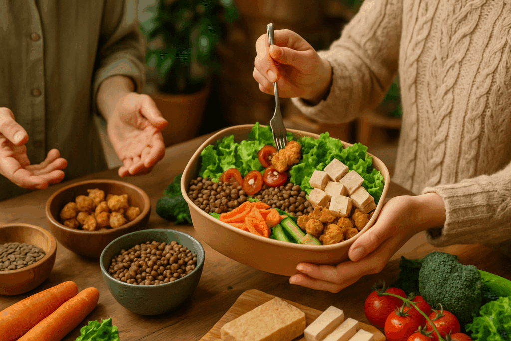Smart and Fresh: How Healthy Salad Meal Delivery Is Transforming the Way We Eat for Wellness and Weight Loss 6 Plant-based salad with tofu and tempeh served outdoors as part of a flexible healthy salad meal delivery service