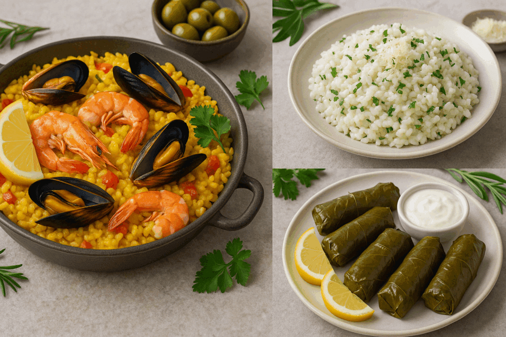 Can You Eat White Rice on the Mediterranean Diet? What Nutrition Experts Recommend 6 Visual comparison of white rice and whole grains in Mediterranean meals, illustrating nutritional differences related to can you eat white rice on the Mediterranean diet