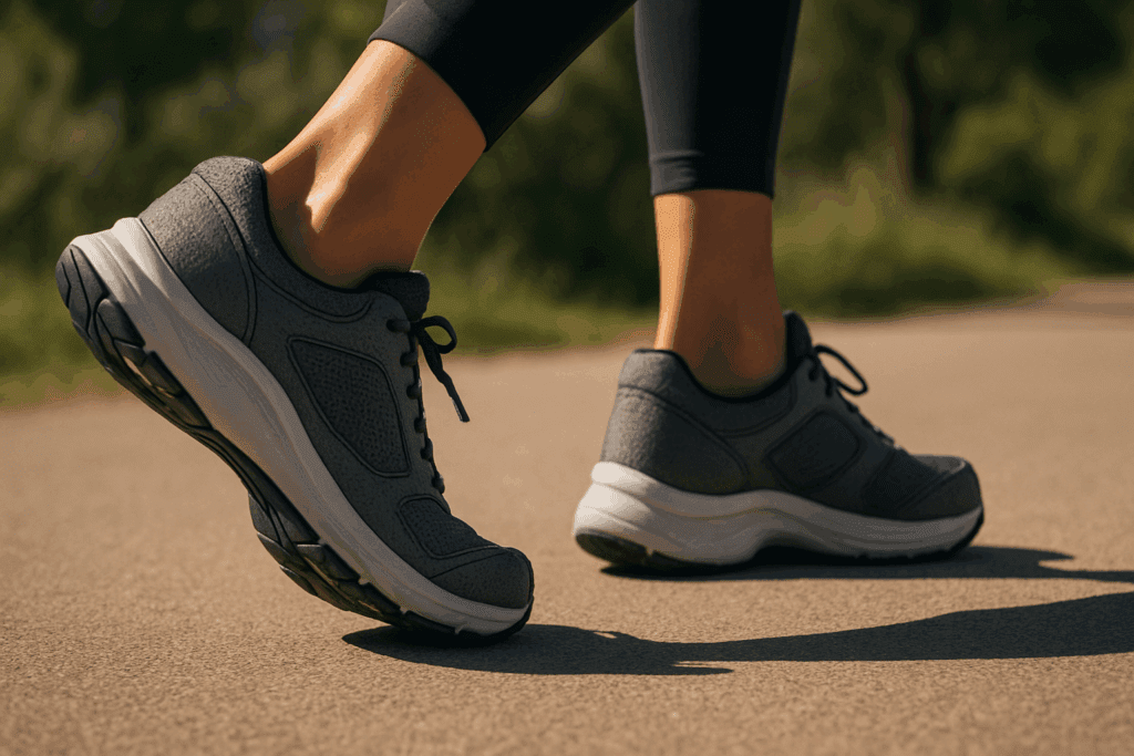 How to Increase Walking Stamina Safely: Expert Tips to Boost Endurance and Performance Naturally 3 Person walking on a trail in supportive shoes, showing natural stride and arch support—demonstrating how to increase walking stamina