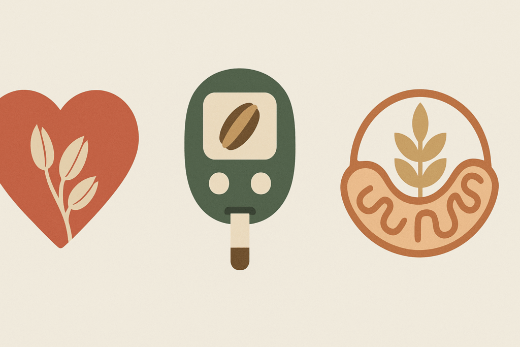 Smart Grain Choices for Better Health: What Type of Grains Should You Eat and Why Whole Grains Matter 6 Infographic showing what type of grains should you eat for heart health, blood sugar balance, and energy metabolism.