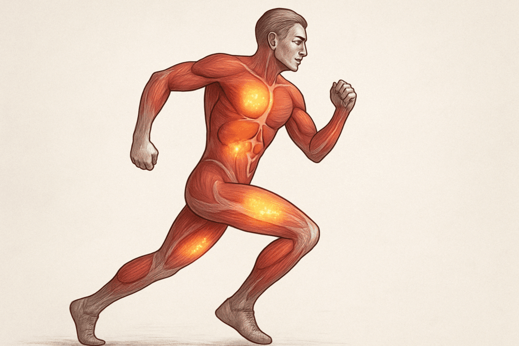 Why Do I Crave Sugar After Exercise? Expert Insights on Post-Workout Sugar Cravings and How to Manage Them Naturally 2 Illustration of a runner’s muscles and liver depleting glycogen stores, visually explaining why do I crave sugar after exercise